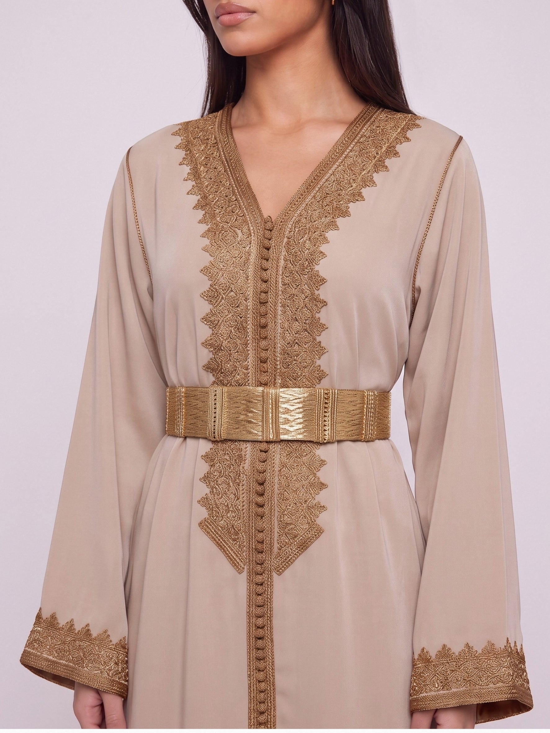 Caftan Anbar - Creamy Beige & Bronze