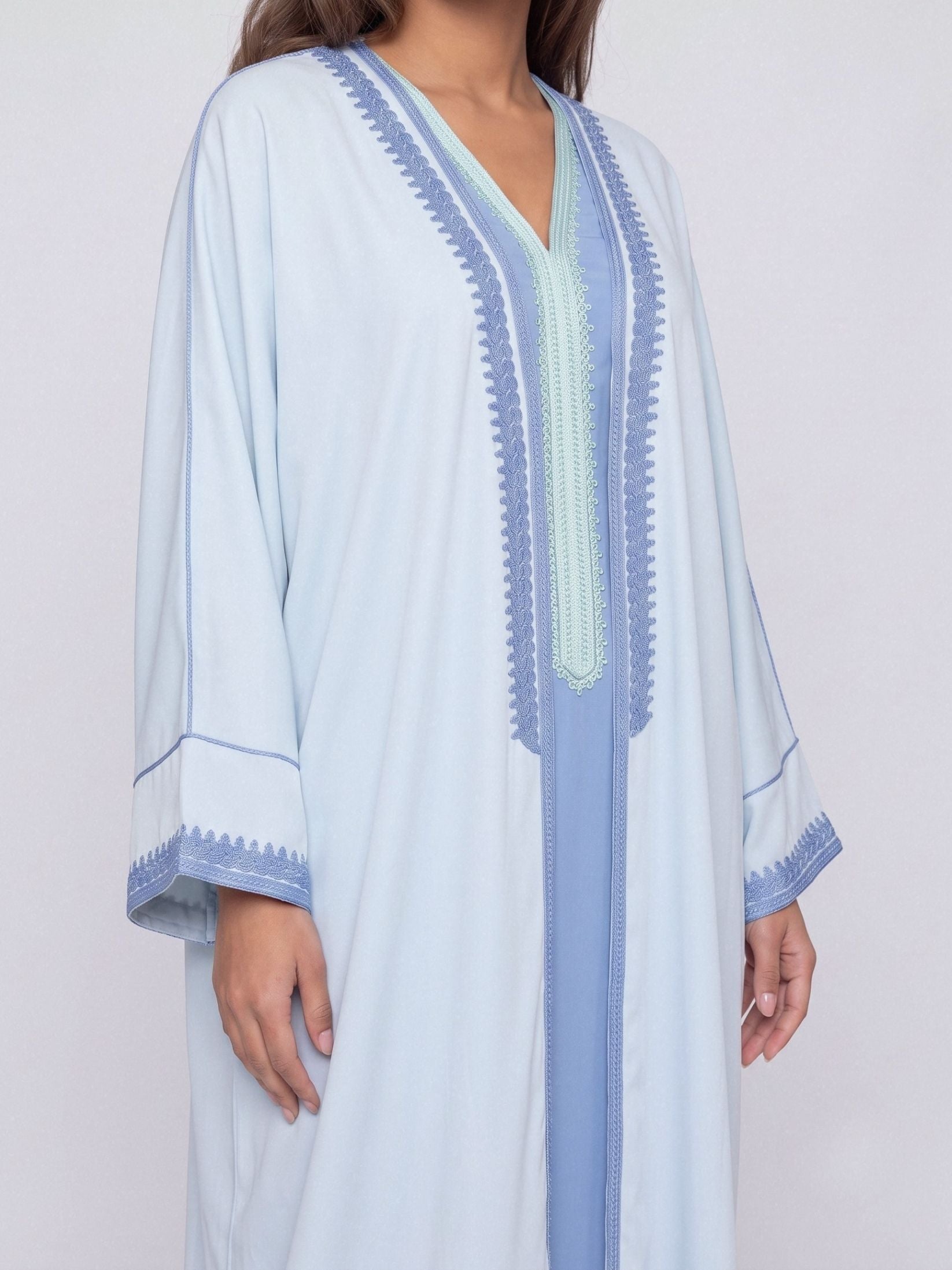 Kimono deux pièces Col V - Baby Blue