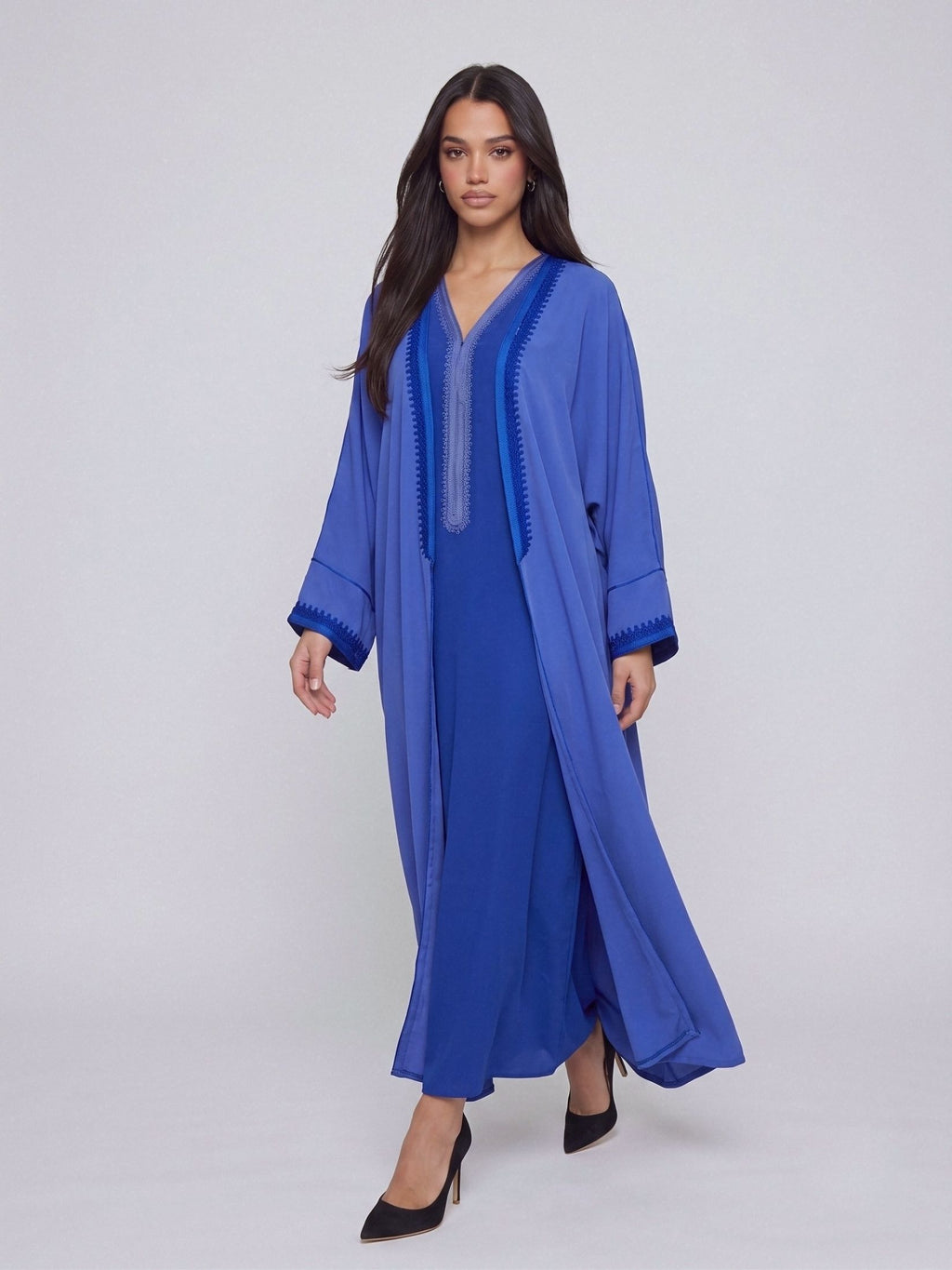 Kimono deux pièces Col V - Cobalt Blue