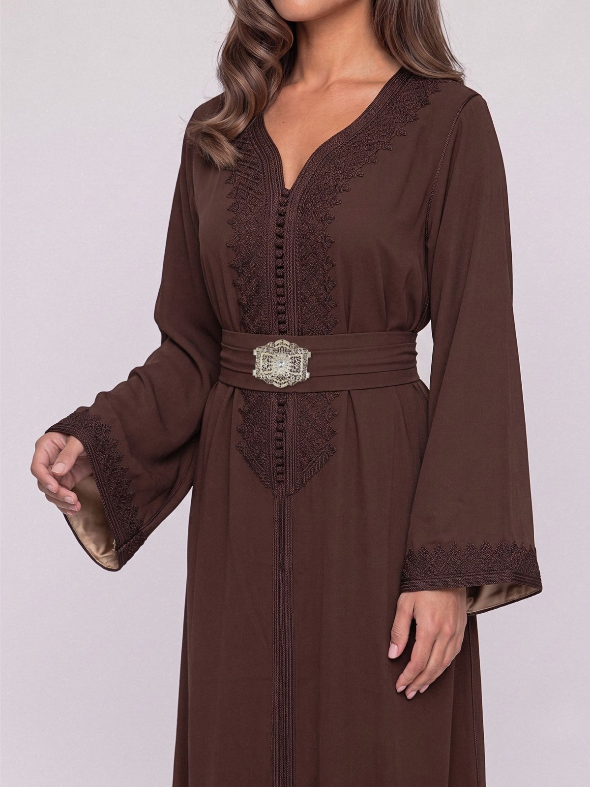 Caftan Layl - Coffee Brown & Deep Beige
