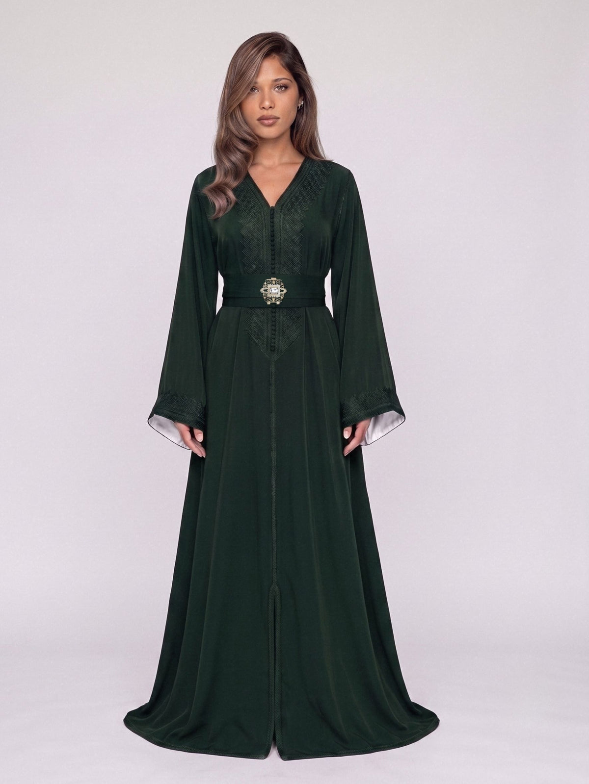 Caftan Layl - Vert roi & Ivoire