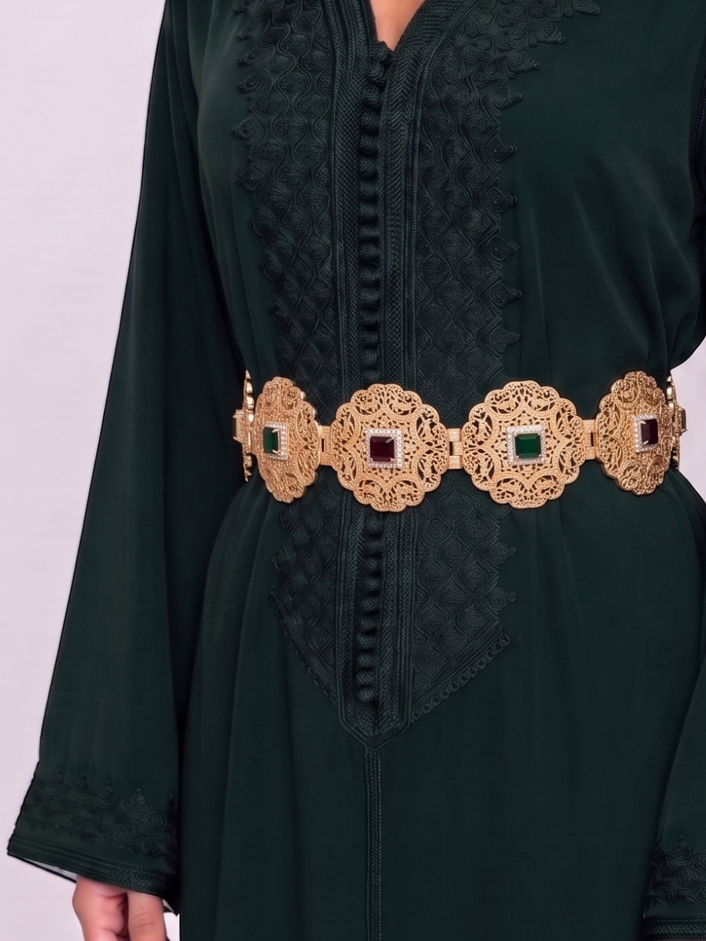 Ceinture Rosace - Emeraude & Rouge