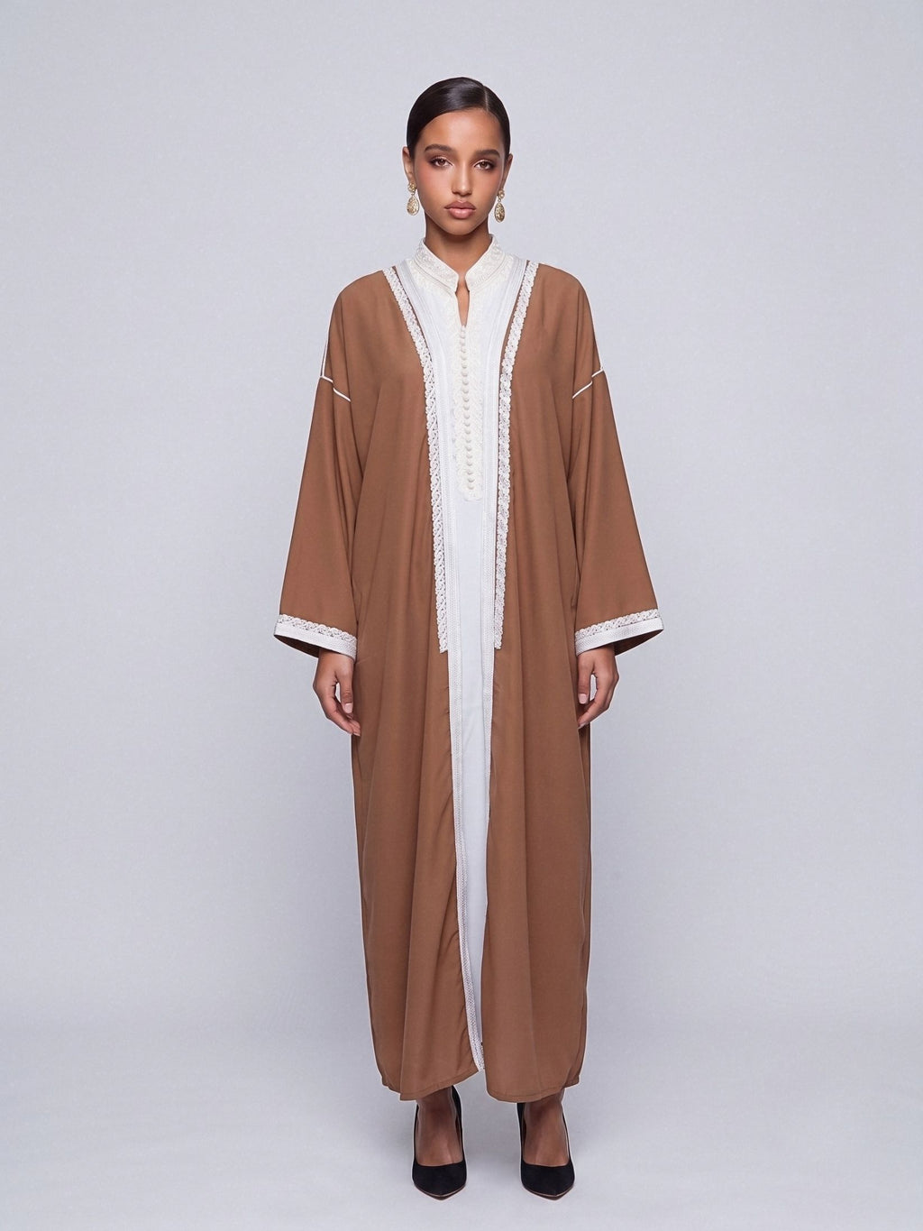 Kimono deux pièces Col Officier - Caramel & Ivoire