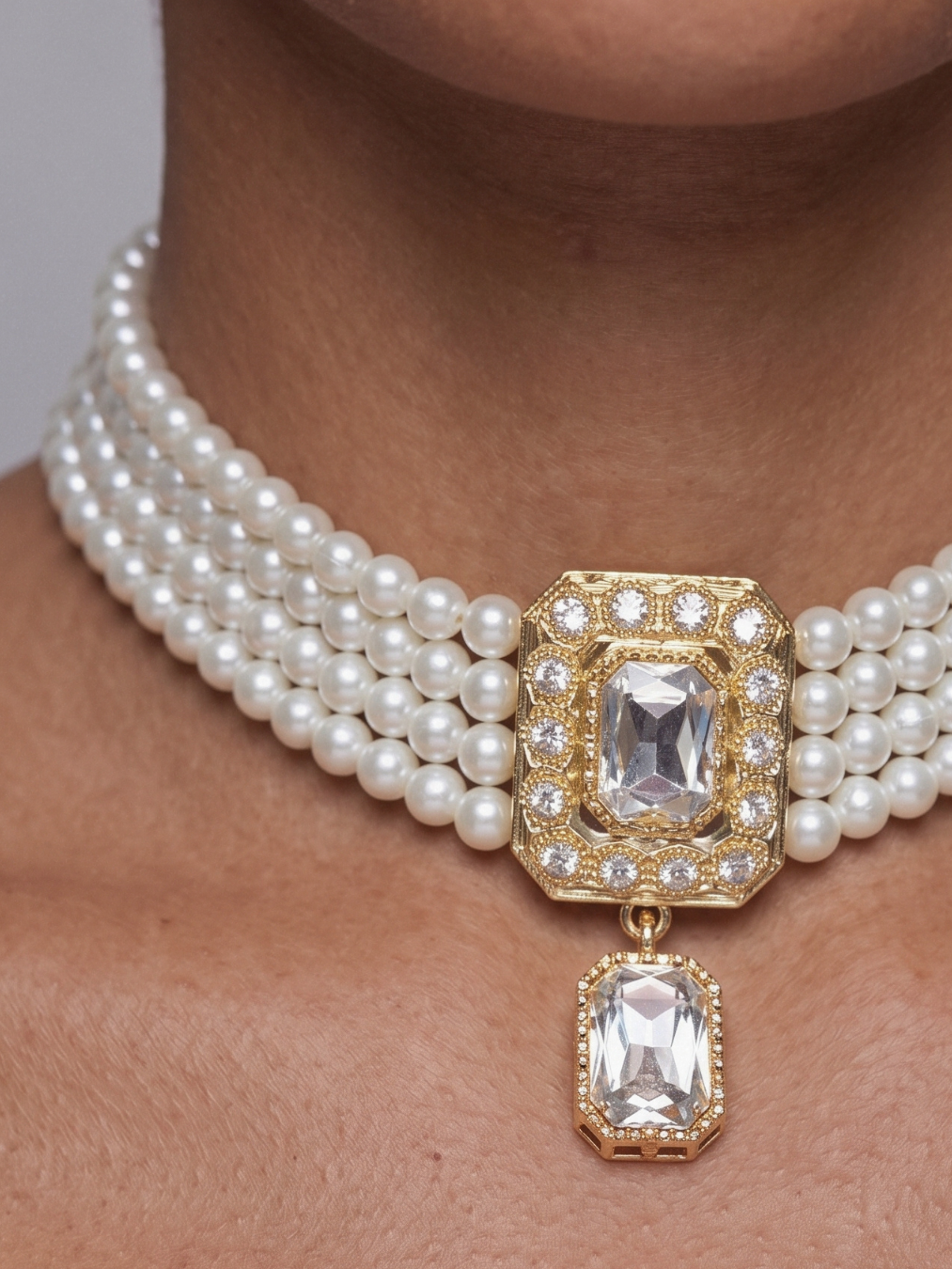 Collier Ras de Cou Ghazala — Perles et Crystal