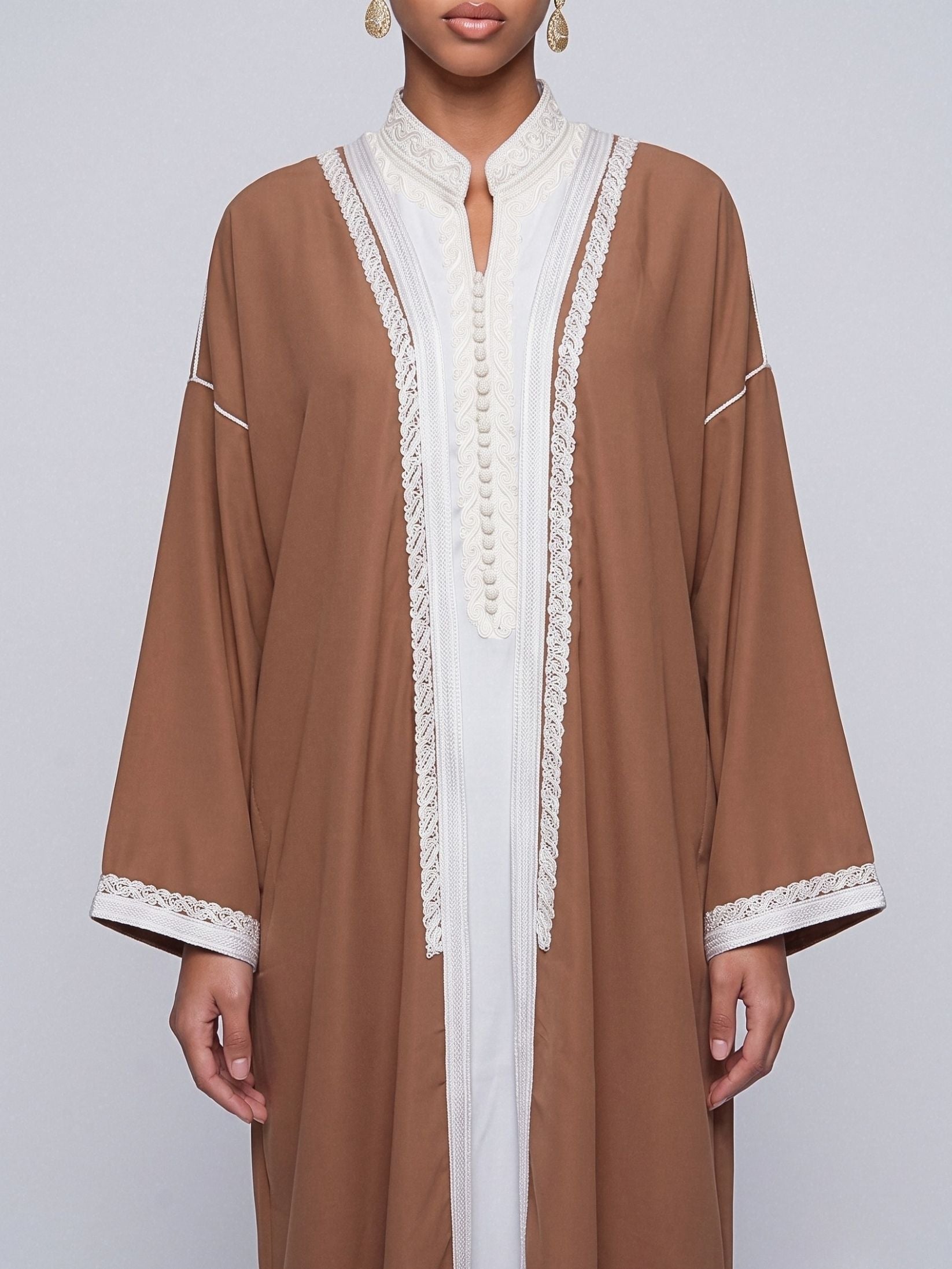 Kimono deux pièces Col Officier - Caramel & Ivoire