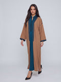Kimono deux pièces Col Officier - Caramel & Bleu Canard